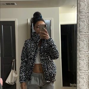 animal print puffy coat